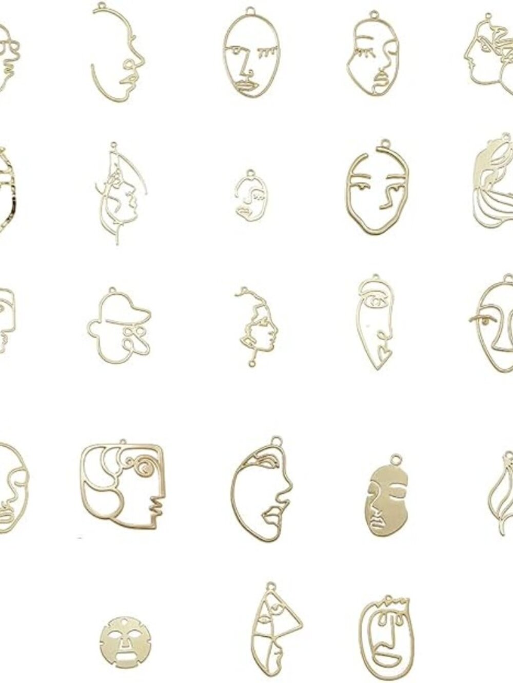 23 Pcs Humen Face Charm Abstract Elegant Gold Hollow Vintage Geometric Dangle